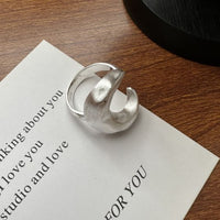 Matte Irregular Crescent Moon Sterling Silver Adjustable Ring