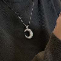 Matte Irregular Crescent Moon Sterling Silver Adjustable Ring