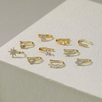 Crystal Geometry Single Non-Pierced 925 Sterling Silver Earring (Various Motifs)