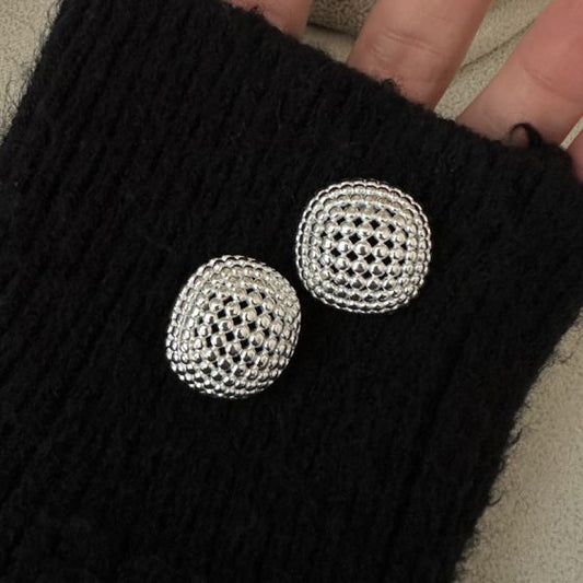 Party Hollow Beads Bag 925 Sterling Silver Stud Earrings