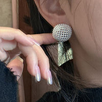 Party Hollow Beads Bag 925 Sterling Silver Stud Earrings