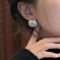 Party Hollow Beads Bag 925 Sterling Silver Stud Earrings