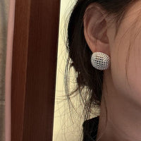 Party Hollow Beads Bag 925 Sterling Silver Stud Earrings