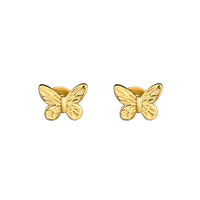 Flying Butterfly 925 Sterling Silver Screw Flat Stud Earring (Single)