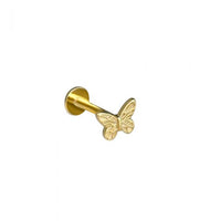 Flying Butterfly 925 Sterling Silver Screw Flat Stud Earring (Single)