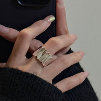 Irregular Foldings 925 Sterling Silver Adjustable Ring