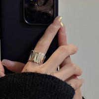 Irregular Foldings 925 Sterling Silver Adjustable Ring