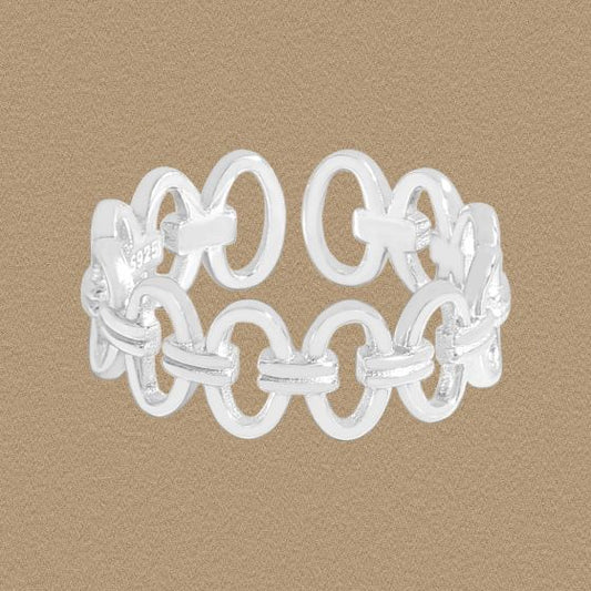 Hollow Round Circles Adjustable Ring in 925 Sterling Silver