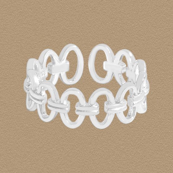 Hollow Round Circles Adjustable Ring in 925 Sterling Silver