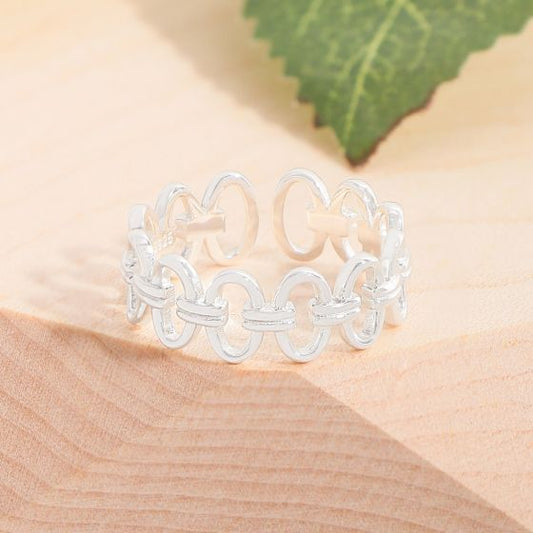 Hollow Round Circles Adjustable Ring in 925 Sterling Silver