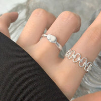 Hollow Round Circles Adjustable Ring in 925 Sterling Silver