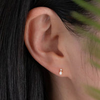 Mini Crystal Waterdrop Baguette Flower 925 Sterling Screw Flat Ear Earring (Single)