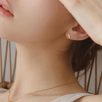 Crystal Crown Screw Flat Stud Earring (925 Sterling Silver, Single)