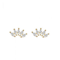 Crystal Crown Screw Flat Stud Earring (925 Sterling Silver, Single)