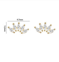 Crystal Crown Screw Flat Stud Earring (925 Sterling Silver, Single)