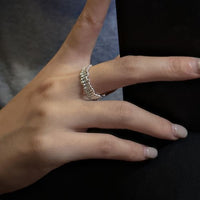 Irregular Tube Pattern 925 Sterling Silver Adjustable Ring