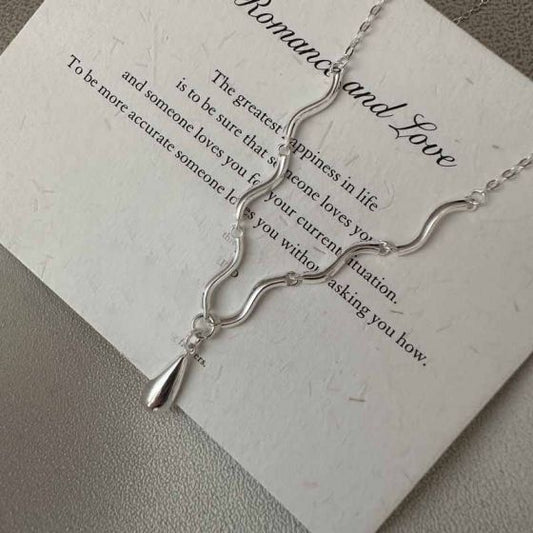 Waterdrop Wave Chain Necklace in 925 Sterling Silver