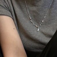 Waterdrop Wave Chain Necklace in 925 Sterling Silver