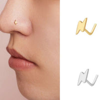 Mini Lighting L-Shape 925 Sterling Silver Nose Stud (Single)