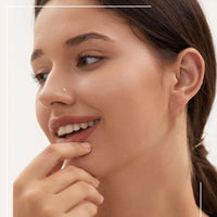 Colorful Round Crystal L-Shape Nose Stud in 925 Sterling Silver