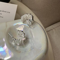 Irregular Folding C Shape 925 Sterling Silver Hoop Earrings