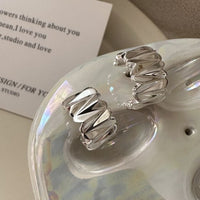 Irregular Folding C Shape 925 Sterling Silver Hoop Earrings