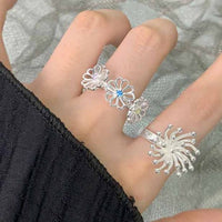 Holiday Irregular Firework Sterling Silver Adjustable Ring