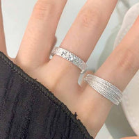 Irregular Ice Pattern 925 Sterling Silver Adjustable Ring