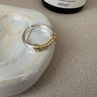 Twisted Adjustable 925 Sterling Silver Ring in Yellow Gold