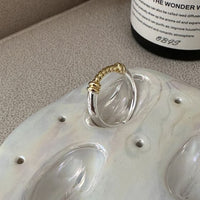 Twisted Adjustable 925 Sterling Silver Ring in Yellow Gold