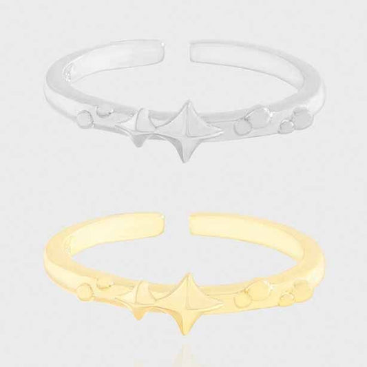 Shining Star Bubbles Adjustable 925 Sterling Silver Ring