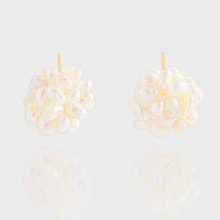 Natural Pearl Fireworks Ball Sterling Silver Stud Earrings