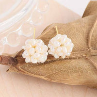 Natural Pearl Fireworks Ball Sterling Silver Stud Earrings
