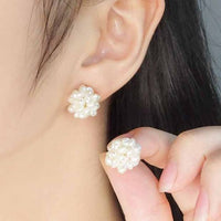 Natural Pearl Fireworks Ball Sterling Silver Stud Earrings