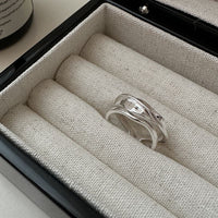 Irregular River Strips 925 Sterling Silver Adjustable Ring