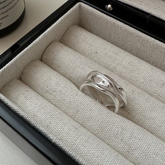 Irregular River Strips 925 Sterling Silver Adjustable Ring