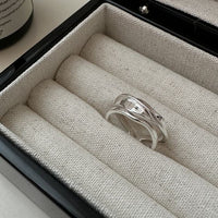 Irregular River Strips 925 Sterling Silver Adjustable Ring