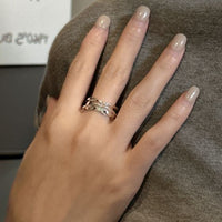 Irregular River Strips 925 Sterling Silver Adjustable Ring