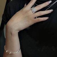 Graduation Multi-Bead Layer 925 Sterling Silver Adjustable Ring