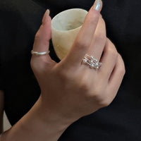 Graduation Multi-Bead Layer 925 Sterling Silver Adjustable Ring