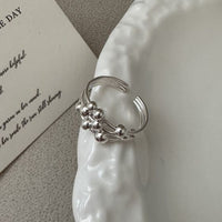 Graduation Multi-Bead Layer 925 Sterling Silver Adjustable Ring