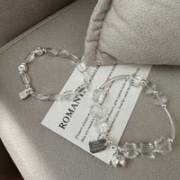 Geometry Square and Oval Crystal 925 Sterling Silver Bracelet