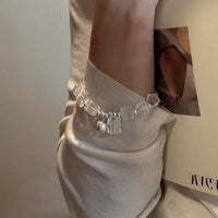 Geometry Square and Oval Crystal 925 Sterling Silver Bracelet