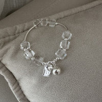 Geometry Square and Oval Crystal 925 Sterling Silver Bracelet