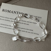 Geometry Square and Oval Crystal 925 Sterling Silver Bracelet