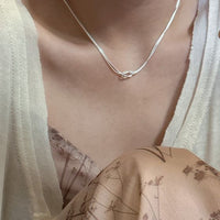 Double Layer Knot Snake Chain Necklace in 925 Sterling Silver