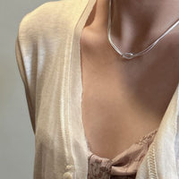 Double Layer Knot Snake Chain Necklace in 925 Sterling Silver