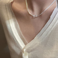 Double Layer Knot Snake Chain Necklace in 925 Sterling Silver