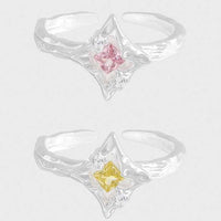 Irregular Crystal Star Adjustable Sterling Silver Ring