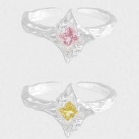 Irregular Crystal Star Adjustable Sterling Silver Ring